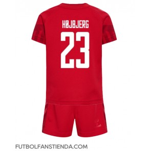 Dinamarca Pierre-Emile Hojbjerg #23 Primera Equipación Niños Mundial 2022 Manga Corta (+ Pantalones cortos)